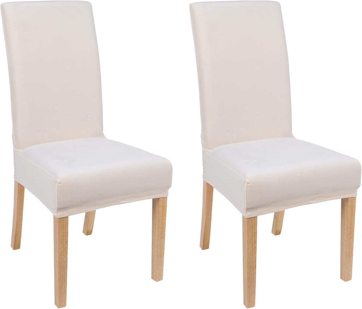 Slipcovers - smiry Velvet Stretch Dining Room Chair Covers Soft Removable Dining Chair Slipcovers Set of 2, Gream
