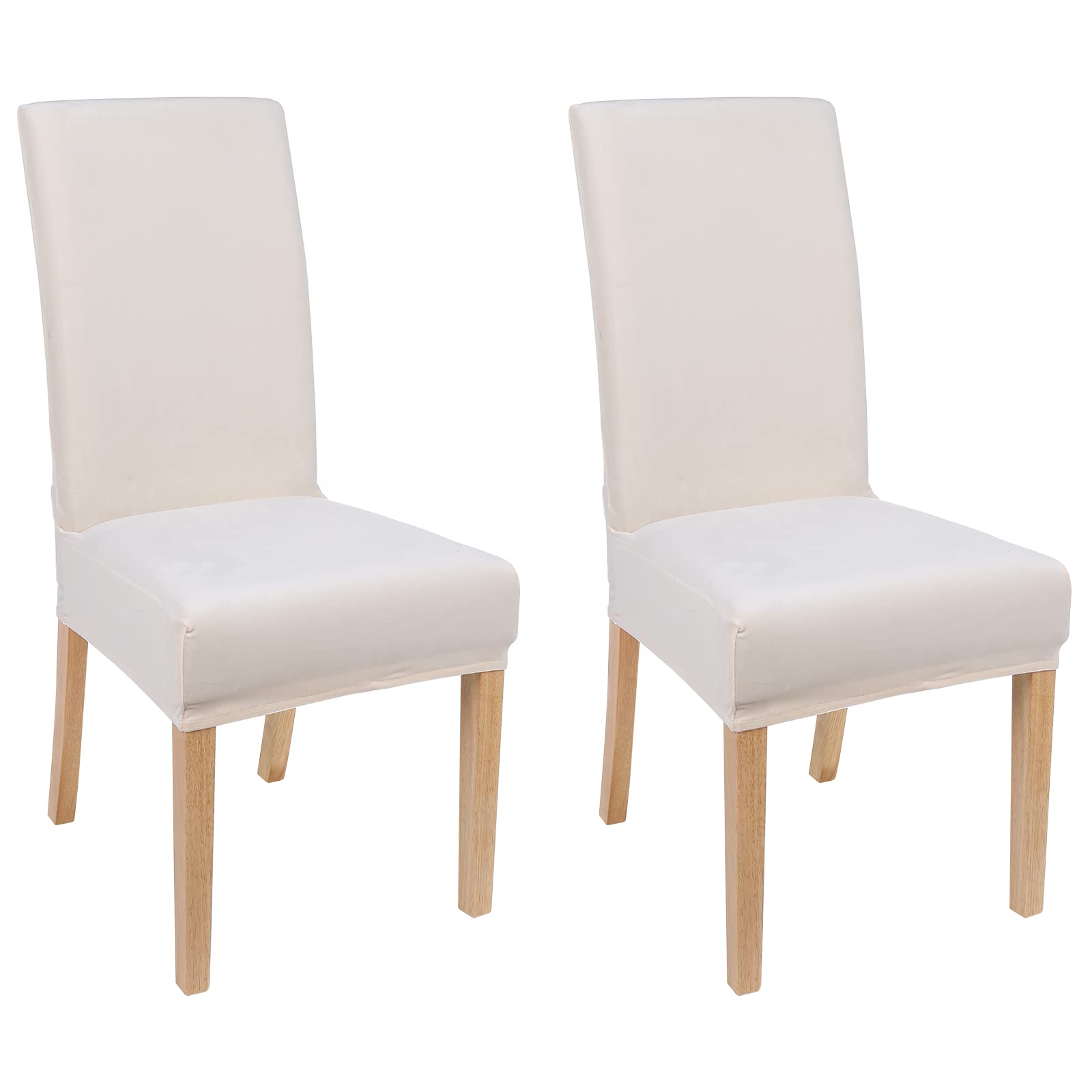 Photo 1 of Smiry Velvet Stretch Chair Covers for Dining Room Set of 2, Soft Fit Removable Washable Kitchen Parsons Chair Slipcover Protector, Cream