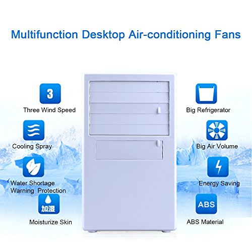 SUPOW Air Humidifier Cooler, Desktop Bladeless Fan Mini 9.5 inch Noiseless Small Air Conditioner for Summer. (WHITE)