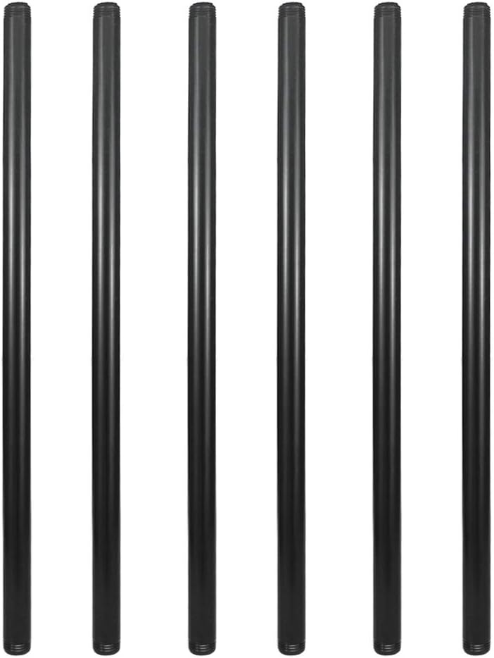 GeilSpace 6 Pack 1/2" × 24" Pre-Cut Black Metal Pipe, Industrial Steel Fits Standard Half Inch Black Threaded Pipes and Fittings - Vintage DIY Industrial Shelving (1/2" × 24", Black) - - 