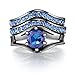 Trio Engagement Bridal Wedding Ring Sets 3 Piece Created Blue Sapphire Cz (Blue&US Size 8)