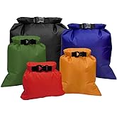 Pimoys 5 Pack Waterproof Dry Sacks, Lightweight Outdoor Dry Bags Ultimate Dry Bags for Kayaking Rafting Boating Camping (1.5L, 2.5L, 3.5L, 4.5L, 6L)