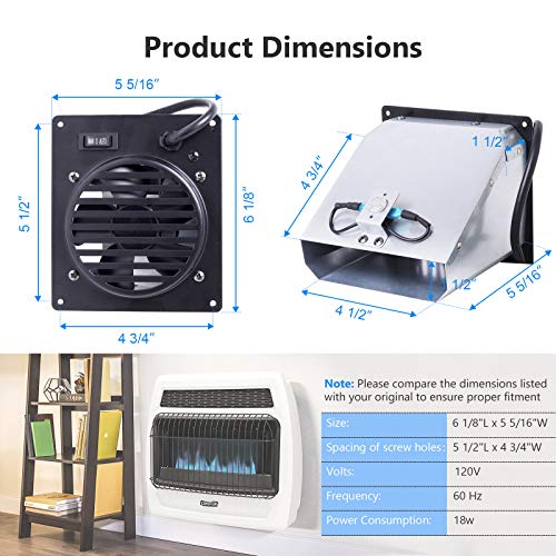 Criditpid Replacement VentFree Wall Heater Fan, Vent Free Blower