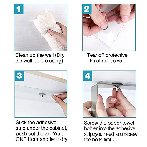 OGORI Paper Towel Holder Under Cabinet Strong Adhesive - for Kitchen Bathroom Durable Stainless Steel - No Drilling - Thumbnail 4