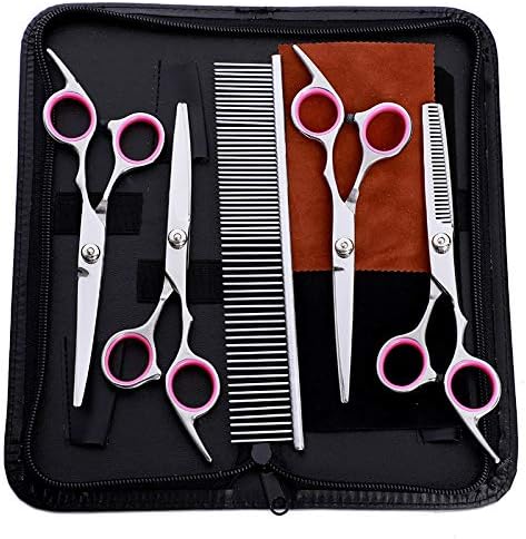 HAVARGO Dog Grooming Scissors, Heavy Duty Stainless Steel, Pet Dog Grooming Tools - Thinning, Straight, Curved Shears - Comb, Dog Cat Shears for Full Body