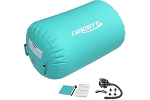 LVAOSTT Air Barrel Gymnastics Roller Air Spot, Inflatable Tumbling Mat Tumble Track Gymnastic Equipment Balance Cylinder with Pump for Yoga Cheerleading Home Use Gym