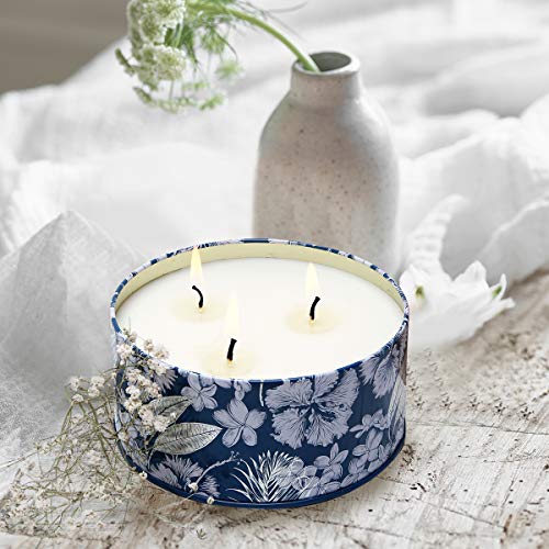 Large Scented Candle, 3 Wick Big Candle, Sandalwood Clean Cotton, 14Oz