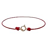 Extra thin Red string Bracelet with 14K solid gold