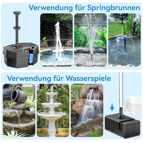 POPOSOAP Solar Fountain with Pond Filter, 8W Solar Fountain and 3000mAh Backup Battery, 8 Spray Modes and 1.5m Hose for Small Outdoor Ponds, Bird Baths