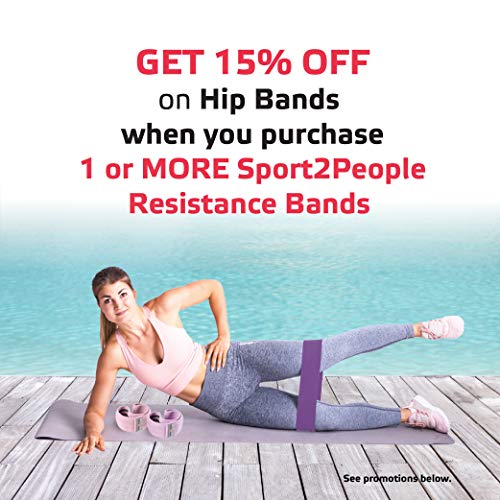 image for sport2people Set of 4 Exercise Resistance Loop Bands with 2 Workout E-