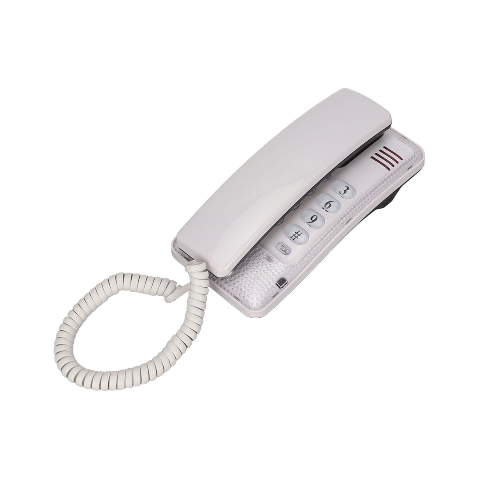 Corded Landline Telephone, Wall Mountable Desktop Wired Phone Home Phone, with Large Buttons, Redial, Pause, Mute, Flash Function, for House Office Hotel Bathroom(white)