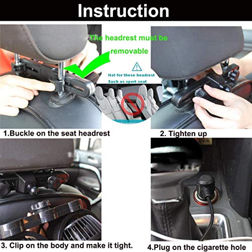 Car Fan for Back Seat, Car Seat Fan Cigarette Lighter, Fan for Car 12V Headrest Black 4inches