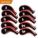 Golf Club Headcovers, Aeola Zipper headcovers for golf clubs iron covers with Interchangeable Number Tag, Red - 10Pcs
