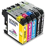 Kingway LC-103 LC103 XL LC103XL Ink Cartridge Compatible with Brother MFC-J870DW MFC-J450DW MFC-J6920DW MFC-J470DW MFC-J650DW DCP-J152W MFC-J4710DW MFC-J6720DW MFC-J6520DW Printer (1 Set+1BK)