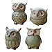 WOMHOPE® 4 Pcs - Mini House Warming Gift Wise Owls Figurine Tabletop Shelf Ceramic Wise Home Decorative Collectible Figurine Statues (Green)