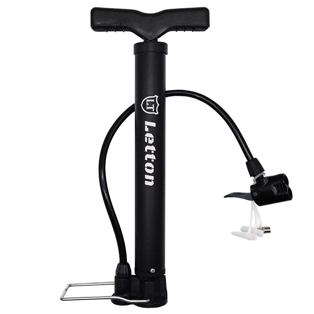 LETTON Portable 120PSI Bike Floor Pump, Mini Air Pump with Reversible Presta & Schrader Valves, Ultra Lightweight & Multifunction Ball Needle, High Pressure Anti-Leak System, Easy Pumping, Manual