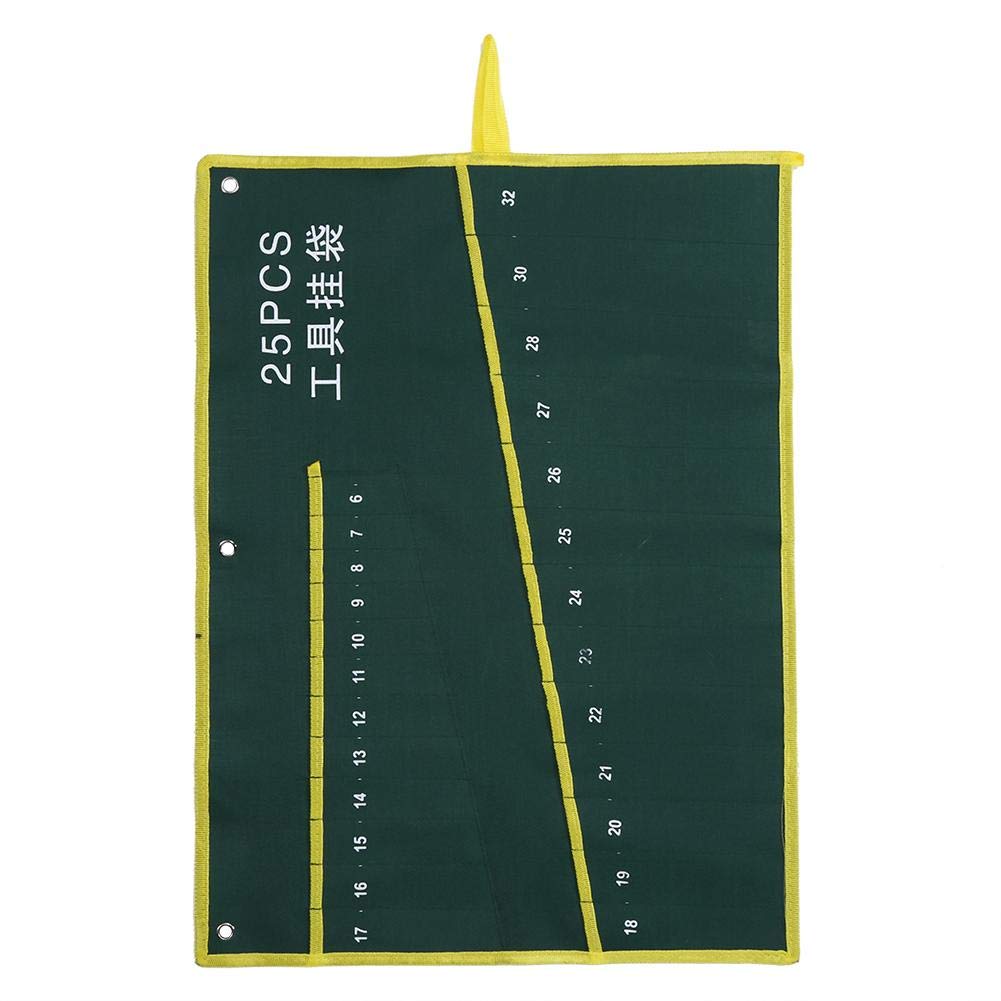 Durable Canvas Tool Pouches Wrench Storage Organizers Bag with 6/8/10/12/14/25 Pockets (25PCS)