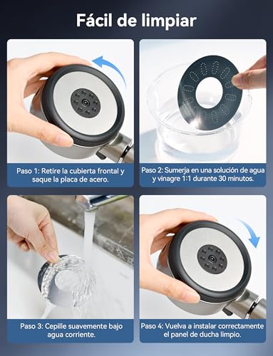 Magichome Alcachofa de Ducha con Filtro Algodón PP + 3 Capas, Alta Presión y Ahorro de Agua, Giratorio 360° Botón ON/OFF, Ideal para Agua Dura, 6 Modos de Rociado, Caída del Cabello y Piel Seca