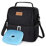 Lifewit 2 Compartment Lunch Box Insulated Lunch Bag Leakproof Thermal Bento Bag for Adults Men Women, 7L, Black