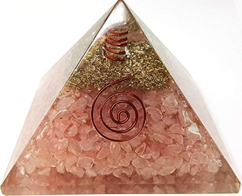 Arts From India Rose Quartz Crystal Orgone Reiki Pyramid Kit/Includes 4 Crystal Quartz Energy Points/EMF Protection Meditation Yoga Energy Generator