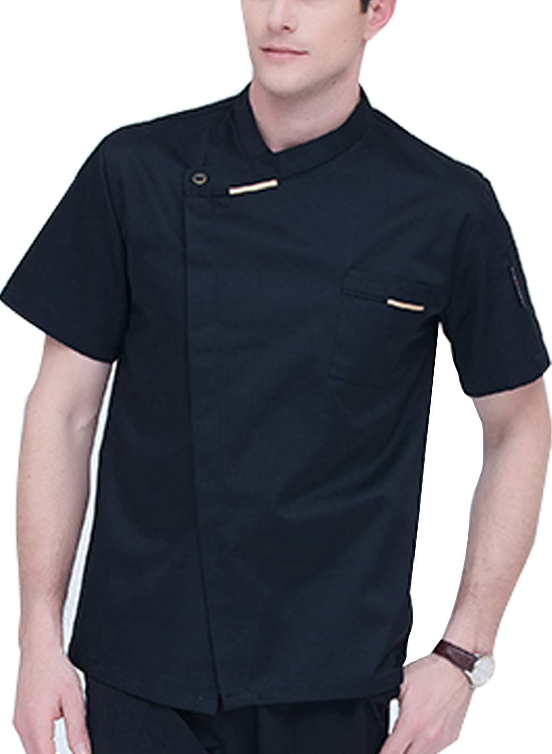 BOUPIUN Summer Chef Coat Unisex Chefwear Short Sleeve Cool Chef Jacket Uniform Kitchen Restaurant