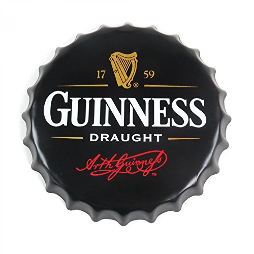 Vintage Parts 323911 Guinness Draught Beer Bottle Cap Display Sign - Baked Enamel, 1 Pack