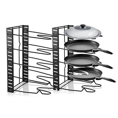 Pan Organizer Rack, 5 Tier Adjustable Kitchen Saucepan Frying Pan Stand Holder Iron Organiser Storage Rack Shelf For Kitchen Counter Top, Heavy-duty - Thumbnail 7