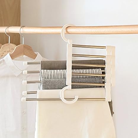 Amazon Co Jp 多機能伸縮 ズボンハンガー スカートハンガー クローゼット多層収納ラック 五つの機能を一体にしているパンツラック ストレッチズボンハンガー スカートハンガー 服整理棚 パンツラック ズボンハンガー スカートハンガー 多用途パンツラック ズボン