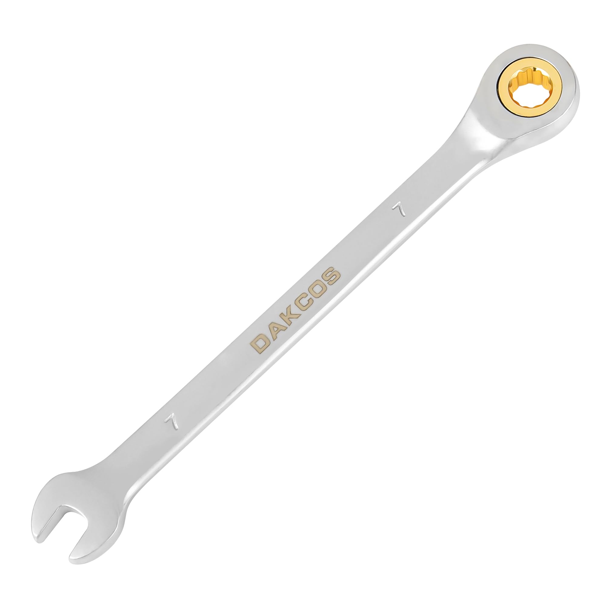 DAKCOS Fixed Head Ratchet Spanner 7mm Ratcheting Combination Wrench Chrome Vanadium Steel