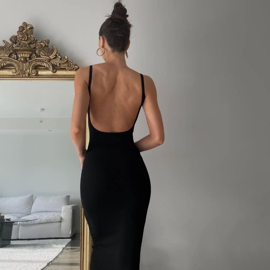 Women Backless Maxi Tank Dress