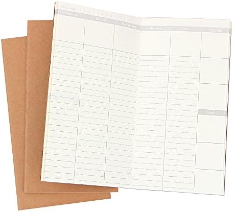 Travelers Notebook Refill 8.5" x 4.5" (Set of 3) Thick 100gsm Regular Inserts for Leather Journal - 192 Pages Kraft Paper
