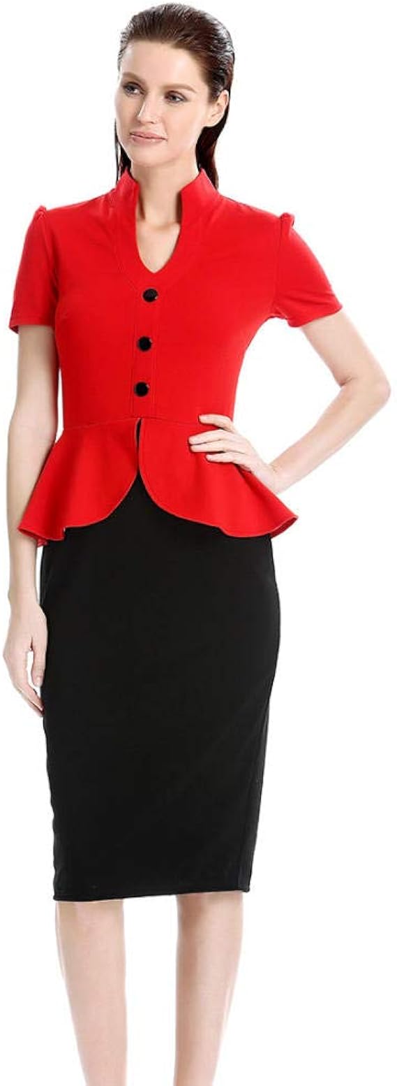 Amazon 綿 ボタン付 体型カバー 着痩せ ワンピース レディース ドレス チュニック ビジネススーツ ロング 体型カバー 着痩せ 通勤ワンピふんわり フェミニン きれいめ お出かけ デートパーティー ワンピース チュニック 通販