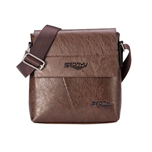 Tote Bag,Clearance! AgrinTol Men Fashion Business Handbag Shoulder Bag Tote Flap Chest Bag (Brown)