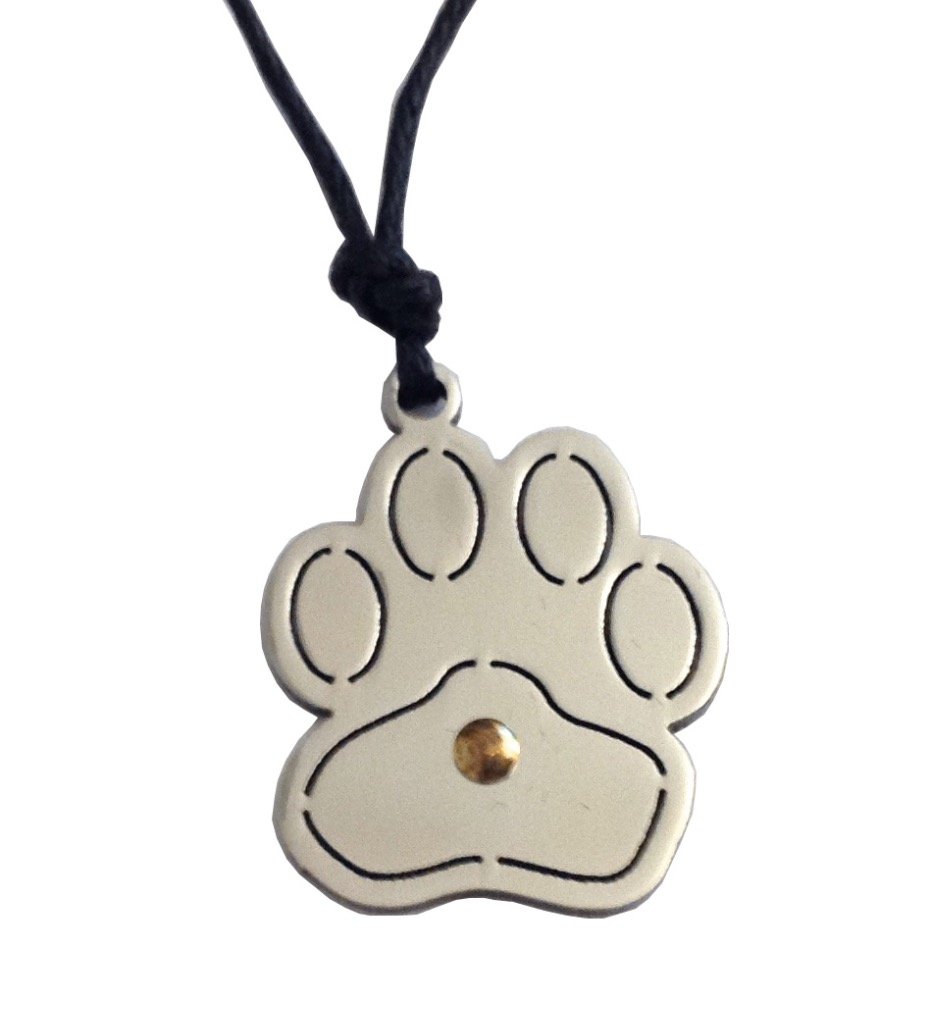 Stainless Steel and Gold " Cat's Paw " Pendant with Cord