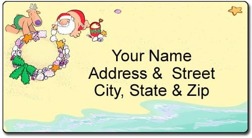 Amazon Com Beach Christmas Address Label Holiday Customized Return Address Label 90 Christmas Labels Office Products