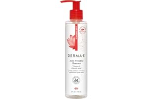 Derma E Anti-Wrinkle Cleanser – Anti-Aging Face Wash with Glycolic Acid and Vitamin A – Gentle Cleansing and Exfoliating Facial Wash Removes Makeup, Oil and Impurities, 6 oz