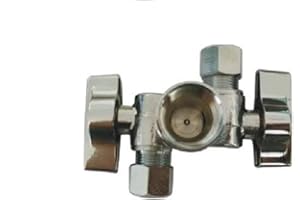 EZ-Fluid 1/2" FIP Female Iron Pipe X 3/8"Comp X 3/8"Comp 1/4 Turn Double Handles Dual Outlet LF Brass Angle Stop Valve Water Shut Off Ball Valve For Water Pipes,Faucet,Toilet Valve,Icemaker,Filter(1)
