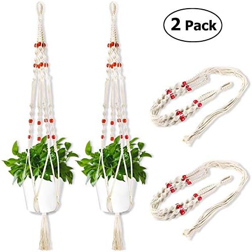Homemaxs Macrame Hanging Basket for Indoor Outdoor Hanging Planters Plant Hangers Flower Pot Plant Holder