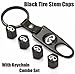 Infiniti Black Tire Stem Valve Caps and Black Keychain Combo Set
