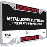 Desert Cactus University of Cincinnati License Plate Frame Bearcats UC Metal Car Tag Holder for Front or Back of Car Officially Licensed (Mascot)