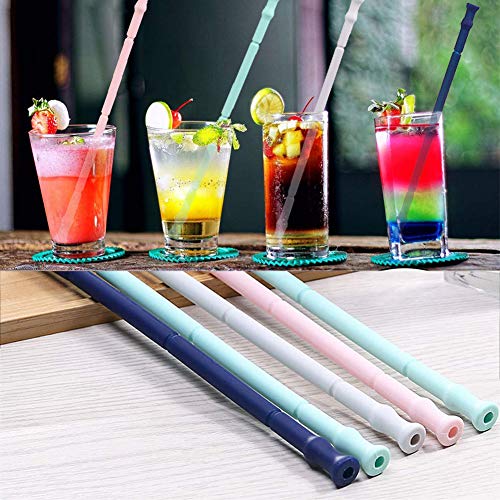 INTVN 4 Pack Silikon Faltbare Trinkhalme, Wiederverwendbare Strohhalm Silikon/Silikon Strohhalme für Kinder, BPA-frei… – Bild 8