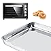 2pack Cookie Baking Sheet, Kuorle Pure Stainless Steel Commercial Bakeware set & Nonstick Baking Pans for Toaster Oven, Non-toxic, Healthy & Dishwasher Safe