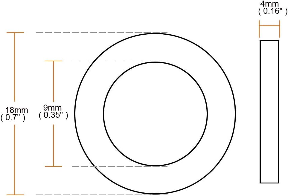 sourcingmap Rubber Flat Washers 18mm OD 9mm ID 4mm Thickness for Faucet Pipe Water Hose Pack of 10, 18mmx9mmx4mm - Image 3