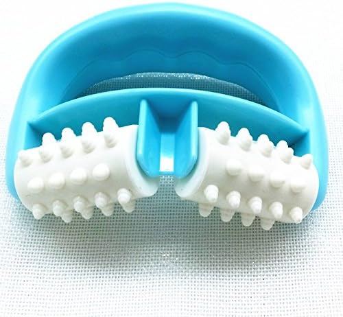 Mini handheld full body anti cellulite massage cell roller massager creeper wheel ball foot hand body neck head leg pain relief (blue)