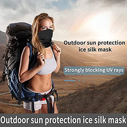 Bandana Neck Gaiters Multifunction Headwear Elastic Tube Scarf Face Shield Headband Snood UV Resistence for Outdoors Sports 2 PCS Black & Blue