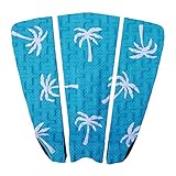 Ho Stevie! Premium Surfboard Traction Pad [Choose Color] 3 Piece, Full Size, Maximum Grip, 3M Adhesive, for Surfing or Skimboarding (Aqua with White Palm Trees)