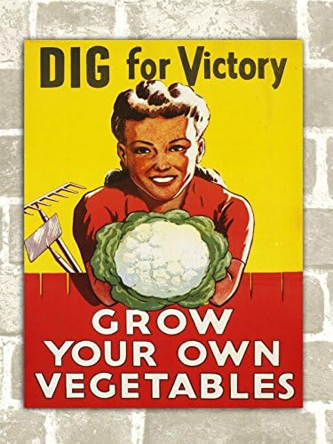 Vintage Style Dig for Victory Metal Plaque