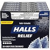 HALLS Intense Cool Cough Drops, (Menthol, 9 Drops, 20-Pack)