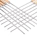 CHICHIC 16.5 Inch Kabob Skewers, Stainless Steel BBQ Skewers Set, Flat Barbecue Skewers, Reusable BBQ Sticks, Metal Grilling Skewers for Shish Vegetables and More, Wooden Handle, 12 Packs