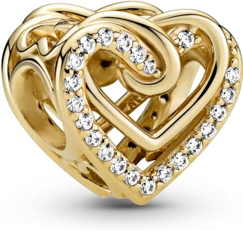 Amazon.com: Pandora Sparkling Leveled Heart Charm Bracelet Charm